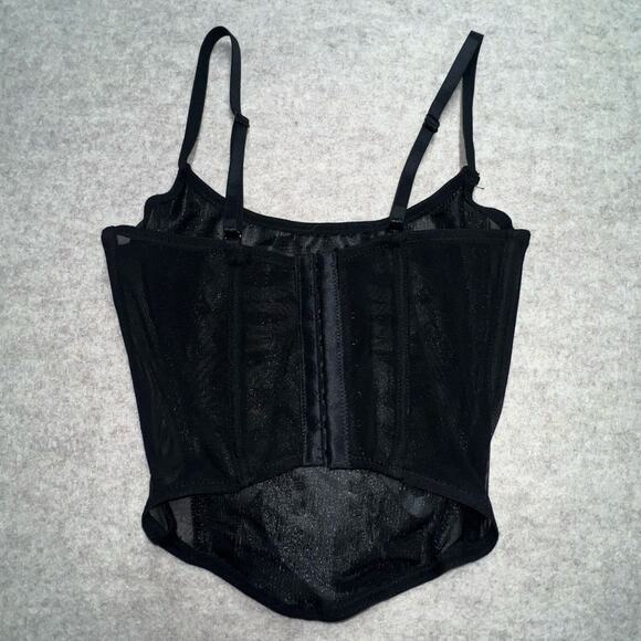 Black Mesh Ribcage Corset Top Adjustable Straps Gothic Punk Style, XS - Picture 2 of 5